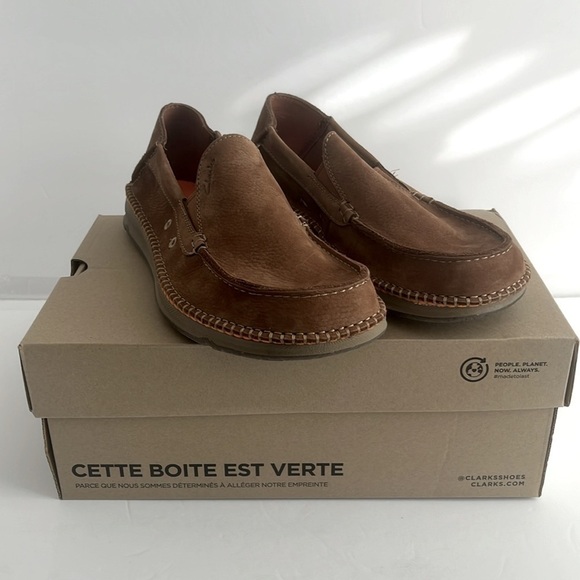 CLARKS $135 Men’s Gorsky Free Cola Brown Suede Moccasin Shoes Size 8 NIB - Picture 12 of 12